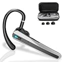 Bluetooth Headset V5.3, Wireless Earpiece with Dual ENC Noise Canceling Mic, 120H Hand-Free Talk Single-Ear Bluetooth Earpiece with LED Display, IP7 Waterproof Headphones for Office/Trucker/Business