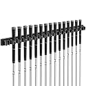 Blueweenly 1 Pack Wooden Golf Club Holder Wall Mount 17 Clips Golf Club Rack Hanger Organizer for Wall Display Garage Putters with Screws, Grip up Type (Black)