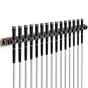 Blueweenly 1 Pack Wooden Golf Club Holder Wall Mount, Walnut Tone, 17 Clips