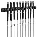 Blueweenly 1 Pack Wooden Golf Club Holder Wall Mount, Black, 12 Clips