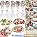 Blueweenly 12 Set Christmas Oyster Shells Decoupage Kit with Xmas Napkins