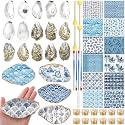 Blueweenly 12 Set Ocean Oyster Shells Decoupage Kit with Coastal Napkins