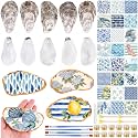 Blueweenly 12 Set Sea Oyster Shells Decoupage Kit with Coastal Napkins