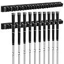 Blueweenly 2 Pack Wooden Golf Club Holder Wall Mount 12 Clips Golf Club Rack Hanger Organizer for Wall Display Garage Putters with Screws, Grip up Type (Black)