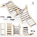 BlueWood 10-in-1 Pikler Triangle Set, Climbing Toys for Kids Grey Twilight