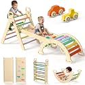 BlueWood Pikler Triangle Set with Safe Handle, Climbing Toys for 1-3 Year