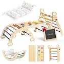 BlueWood Pikler Triangle Set with Cushion, Foldable Toddler Climbing Toys