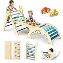 BlueWood Pikler Triangle Set with Safe Handle, Climbing Toys for 1-3 Year