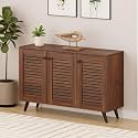BLUEWUD Carlem Engineered Wood 3 Doors Shoe Rack Cabinet Slipper Footwear Stand Organizer with Drawer can Store Up to 16 Pairs for Hall Living Room Home Furniture (Brown Maple)