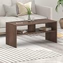 BLUEWUD Oliver Engineered Wood Coffee Center Sofa Tea/Teapoy Console Table with Storage for Sofa Set Living Room Home Hall (Brown Maple)