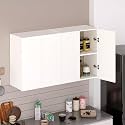 BLUEWUD Opryt Engineered Wood Two Kitchen Cabinet Rack, Wall Mounted Crockery Storage Cabinet Unit for Kitchen Utensils, Jars, Spices, Modular Cupboard for Home & Kitchen DIY (White) (Set of Two)