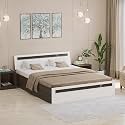 BLUEWUD Pollo King Size Engineered Wood Platform Bed with Storage Box for Bedroom Home Furniture (Wenge &amp; White)