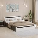 BLUEWUD Pollo King Size Engineered Wood Platform Bed with Storage Box for Bedroom Home Furniture (Wenge &amp; White)