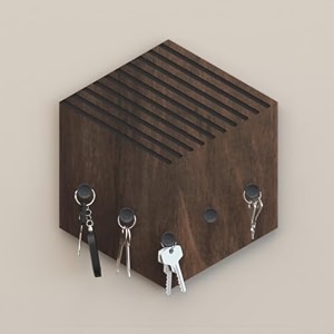bluewud ramnet engineered wood wall mounted decor key holder hanger with 5 knobs for bedroom study living room home furniture brown maple