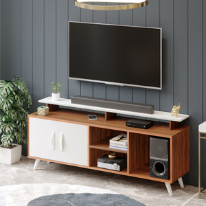 bluewud skiddo tv unit with storage shelves for books  dcor upto 55 inches tv engineered wood tv entertainment unit