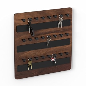 bluewud stuart engineered wood wall mounted decor key holder hanger with 24 knobs for bedroom study living room home furniture brown maple