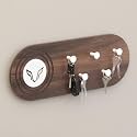BLUEWUD Walore Engineered Wood Wall Mounted Decor Key Holder Hanger with 5 Knobs with 3D Wolf Emblem for Bedroom Study Living Room Home Furniture (Brown Maple)