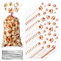 Blulu 100 Pcs Dog Treat Bags Puppy Party Favor, Orange