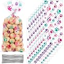 Blulu 100 Pcs Dog Treat Bags Puppy Party Favor, Pink and Purple