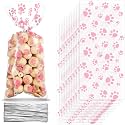 Blulu 100 Pcs Dog Treat Bags Puppy Party Favor, Pink