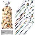Blulu 100 Pcs Dog Treat Bags Puppy Party Favor, Rainbow Color