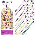 Blulu 100 Pcs Dog Treat Bags Puppy Party Favor, Carnival Colors