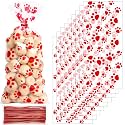 Blulu 100 Pcs Dog Treat Bags Puppy Party Favor, Red