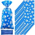 Blulu 100 Pcs Dog Treat Bags Puppy Party Favor, Blue and White