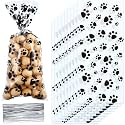 Blulu 100 Pcs Dog Treat Bags Puppy Party Favor, Black