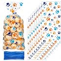 Blulu 100 Pcs Dog Treat Bags Puppy Party Favor, Blue and Orange