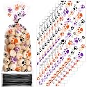 Blulu 100 Pcs Dog Treat Bags Puppy Party Favor, Orange, Black, Purple