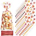 Blulu 100 Pcs Dog Treat Bags Puppy Party Favor, Orange, Brown, Yellow