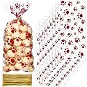 Blulu 100 Pcs Dog Treat Bags Puppy Party Favor, Red and Black