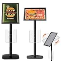 Blulu 11 x 17 Inch Decorative Advertising Sign Displays Stand with 8.5 x 11 Inch Brochure Holder, Floor Standing Pedestal Poster Sign Stand Black for Posters, Advertisements, Menus, Flyers