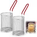 Blulu 2 Pack Stainless Steel Pasta Strainer Baskets 4.3" D x 5.9" H, Red
