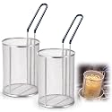 Blulu 2 Pack Stainless Steel Pasta Strainer Baskets 5-1/4" D x 7" H, Blue