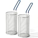 Blulu 2 Pack Stainless Steel Pasta Strainer Baskets 5-1/4" D x 9" H, Blue
