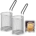 Blulu 2 Pack Stainless Steel Pasta Strainer Baskets 5-1/4" D x 7" H, Black