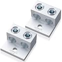 Blulu 2 Pieces Dual Aluminum Ground Lug Dual Rated Double Wire Barrel Aluminum Mechanical Lug (250 Mcm-6sol)
