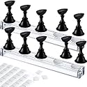 Blulu 2 Set Nail Stand for Painting Press Nail Holder Acrylic Magnetic Tips Training Fingernail Display Stands DIY Crystal Holders and 96 Pieces White Reusable Adhesive Putty(Silver)