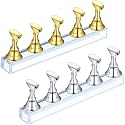 Blulu 2 Sets Acrylic Nail Display Stand - Tip Practice Stand With Magnetic Holder for DIY Nail Art and Manicure Tools (Gold and Silver)