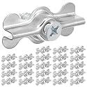 Blulu 24 Sets Flush Clips with Screws, Alloy Steel, Double Wing, Sliver