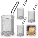 Blulu 4 Pack Stainless Steel Pasta Strainer Baskets 5-1/4" D x 7" H, Black