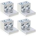 Blulu 4 Pieces Dual Aluminum Ground Lug Dual Rated Double Wire Barrel Aluminum Mechanical Lug (1/0)