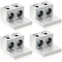 Blulu 4 Pieces Dual Aluminum Ground Lug Dual Rated Double Wire Barrel Aluminum Mechanical Lug (2/0)