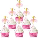 Blulu 48 Pieces Ballerina Cupcake Toppers, Glitter Tutu Picks Party
