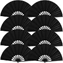 Blulu13 Inch Large Folding Fans for Line Dancing, Black, 8 Pcs