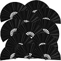 Blulu13 Inch Large Folding Fans for Line Dancing, Black, 60 Pcs