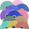 Blulu13 Inch Large Folding Fans for Line Dancing, Morandi Color, 12 Pcs