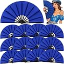 Blulu13 Inch Large Folding Fans for Line Dancing, Blue, 12 Pcs